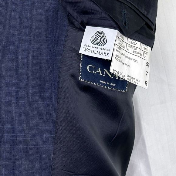 Canali Mens 3 Button Blazer Size 42R Blue Wool Check Made in Italy - Picture 6 of 7